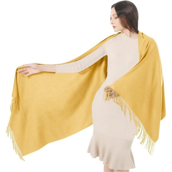 Accessories - Womens yellow Pashmina Scarf Shawls & Wraps for Evening Dress Wedding Bridesmaid